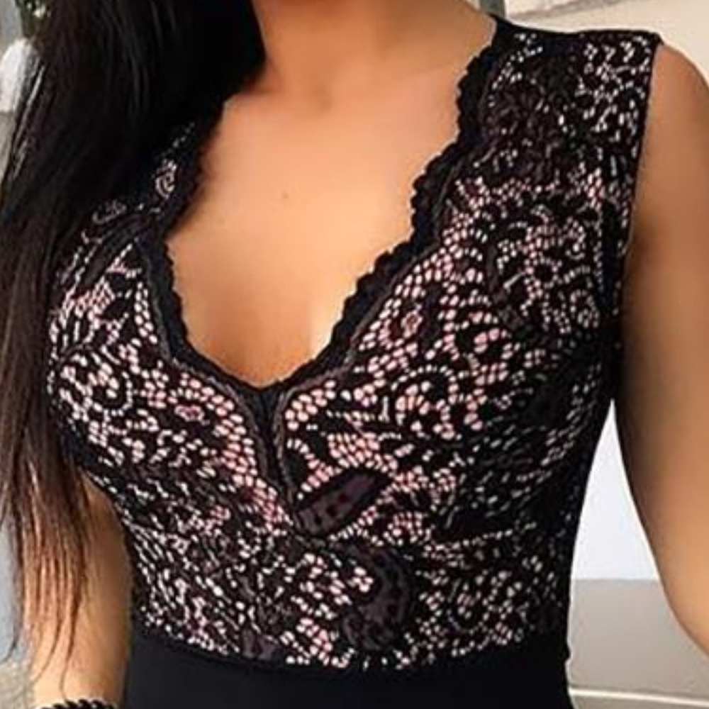 Women's Black Lace Bodycon Mini Dress - Picture 4 of 5